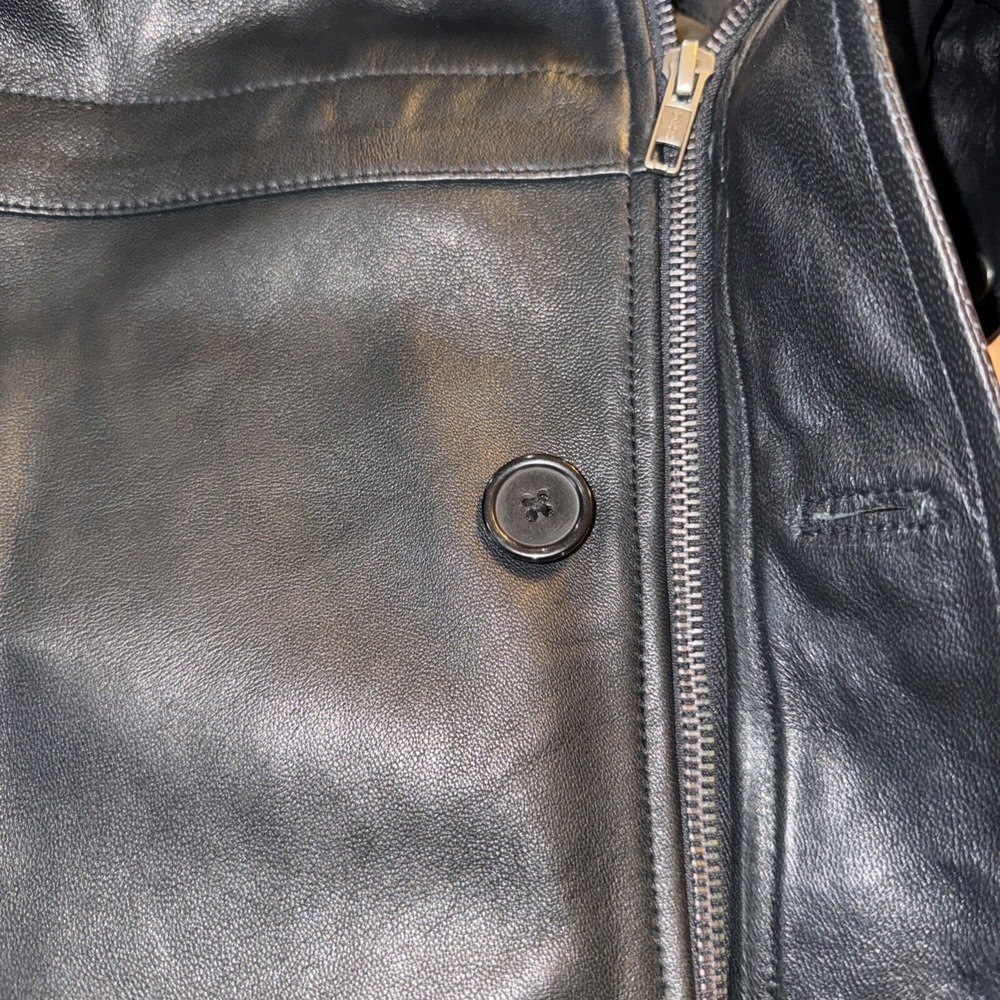 Black Soft Lightweight Leather Dress Jacket Coat Lined Men's Size XL - Picture 10 of 16